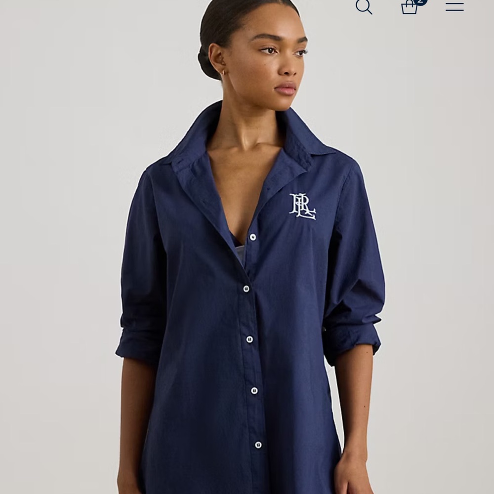 Ralph Lauren Navy blouse or cover up - Picture 2 of 10